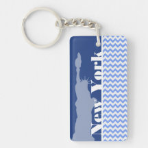 New York, Statue of Liberty; Blue Chevron Keychains