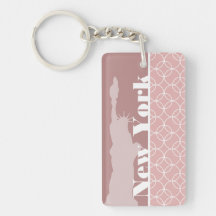 New York, Statue of liberty Mauve Circles Rectangular Acrylic Key Chain