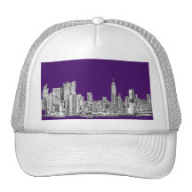 New Yorkskyline in Lila Retrokappen