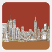 New- YorkSkylinerotrost Quadrataufkleber