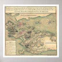 Newport, RI revolutionäre Karte 1780 Posterdruck