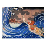 Nichiren beruhigt einen Sturm in Kakuda, Kuniyoshi Postkarten