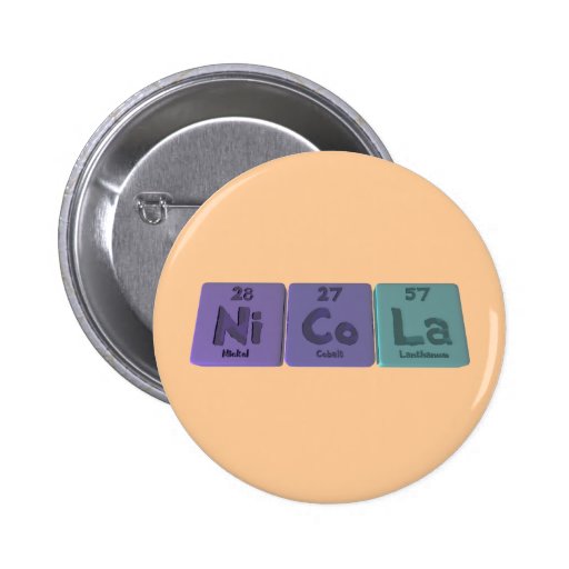 Nicola als Nickel-Kobalt-Lanthan Anstecknadelbuttons