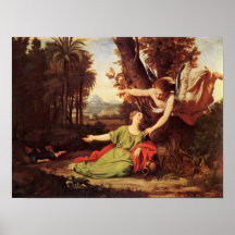 Nicolas Colombel - Hagar und Ishmael in der Wüste Plakat