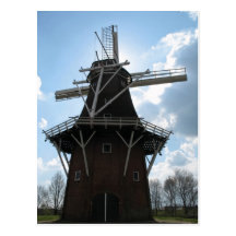 Niederländische Windmühlen-Silhouette-Postkarte