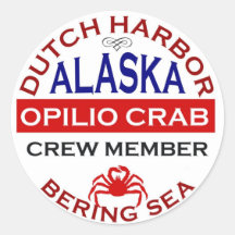 Niederländisches Hafen Opilio Krabben-Crew-Mitglie Runder Aufkleber