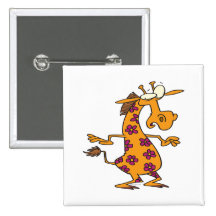 niedliche alberne Blume beschmutzt Giraffen-Cartoo Button
