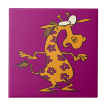 niedliche alberne Blume beschmutzt Giraffen-Cartoo Fliesen