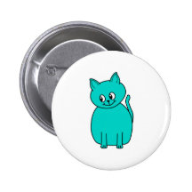 Niedliche aquamarine Katze Button