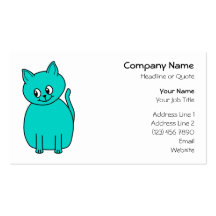Niedliche aquamarine Katze Visitenkartenvorlagen