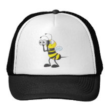Niedliche Biene, welche die Ferngläser betrachten  Baseball Cap