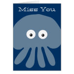 Niedliche blaue Cartoon-Quallen/Kraken-Fräulein Yo Grußkarte