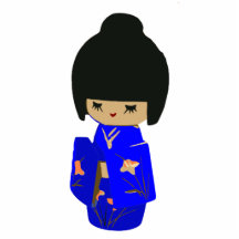 Niedliche blaue Kawaii Kokeshi Puppen-Fotoskulptur