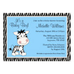 Niedliche blaue Zebra-Jungen-Baby-Dusche Personalisierte Ankündigung