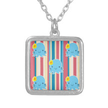 Niedliche Blumen-Krake Stripes Muster Halsketten