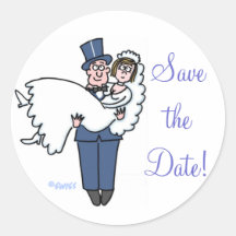 Niedliche Braut-u. Bräutigam-Save the Date Aufkleb