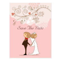 Niedliche Braut u. Bräutigam Save the Date, die We Postkarte