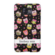 Niedliche bunte Eulen auf Schwarzem Samsung Galaxy SII Case