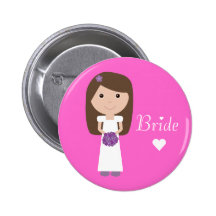 Niedliche Cartoon-Braut Button