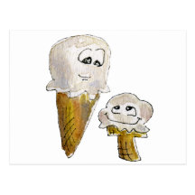 Niedliche Cartoon-Eiscreme-Kegel Postkarte