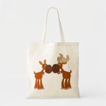 Niedliche Cartoon-Elch-Paare in der Liebe-Tasche