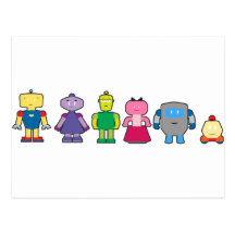 Niedliche Cartoon-Roboter Postkarte