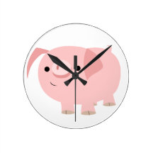 Niedliche Cartoon-Schwein-Uhr