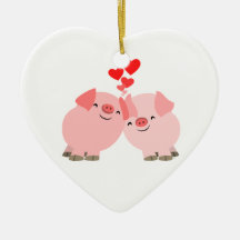 Niedliche Cartoon-Schweine in der Liebe-Verzierung Weihnachtsbaum Ornament