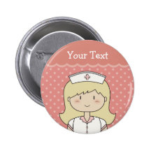 Niedliche Cartoonkrankenschwester (blond) Buttons