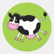 Niedliche Cartoonkuh Runde Sticker