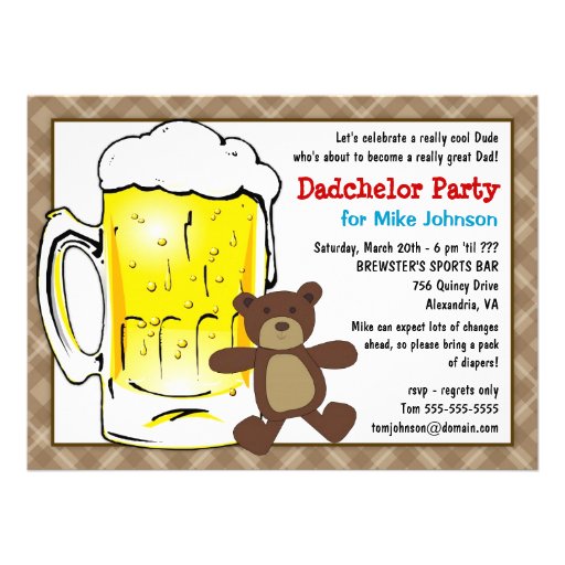 Niedliche Dadchelor Party Einladungen - Windel Keg