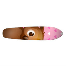 Niedliche Eule auf rosa Herz-Muster-Hintergrund Individuelle Skateboarddecks