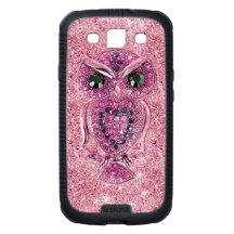 Niedliche Eule, Herzdiamant-Fotodruck des Glitters Galaxy SIII Hülle