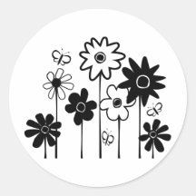 Niedliche Funky sortierte Blumen mit Schmetterling Sticker