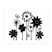 Niedliche Funky sortierte Blumen mit Schmetterling Postkarte