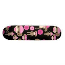 Niedliche Girly rosa Socke Monkeys Mädchen auf Sch Skateboarddeck