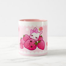 Niedliche Häschen- und kawaiierdbeeren Kaffeetasse