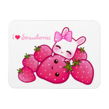 Niedliche Häschen- und kawaiierdbeeren Magnet