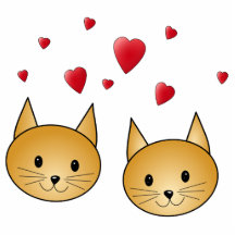 Niedliche Ingwerkatzen. Mit roten Liebe-Herzen Fotoskulptur
