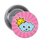 Niedliche kawaii Sonne- und Wolkencharaktere Buttons