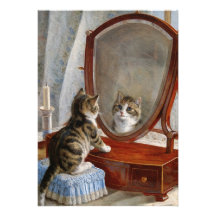 Niedliche Kitty-Katzen-Vintage Malerei vom Frank P Einladungskarte