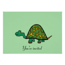 Niedliche kleine Einladung der grünen Schildkröte