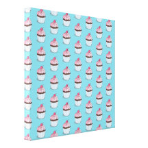 Niedliche kleine Kuchen auf blauem Hintergrund Leinwand Drucke