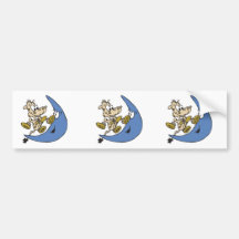 niedliche Kuh, die über Mond springt Autosticker