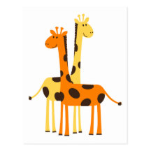 Niedliche lustige Giraffen-Paare Postkarte