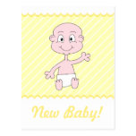 Niedliche neue Baby-Postkarte. Gelb und Weiß