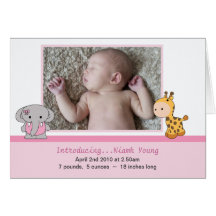 Niedliche rosa Baby-Mädchen-Mitteilungs-Karte