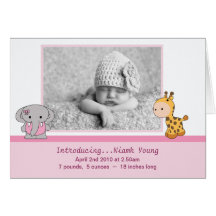 Niedliche rosa Baby-Mädchen-Mitteilungs-Karte