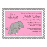 Niedliche rosa Elefant-Mädchen-Baby-Dusche Personalisierte Einladungskarten