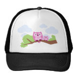 Niedliche rosa Eulen-Mamma und Baby Retrocap